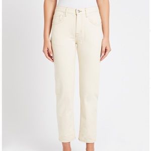 NWT Current/Elliott The Fling Light Cream/Beige Color Angle Length Jeans Size 26
